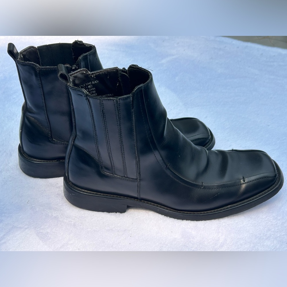 Axcess Mens Black Zip Up Leather Ankle Boots Size 9